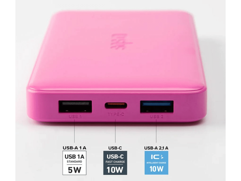 SBS PowerBank 10000mAh, 2USB-A/C pink
