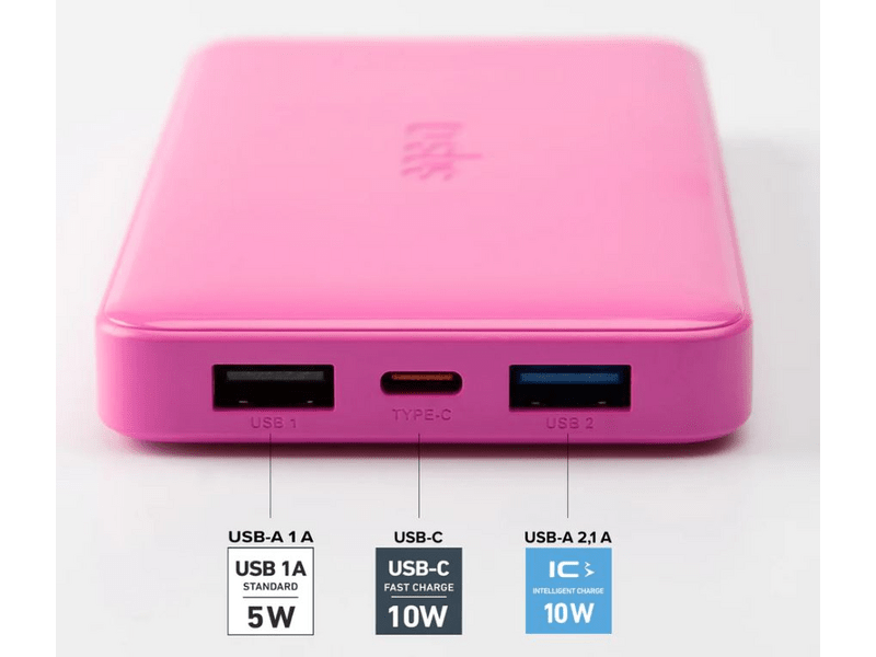 SBS 10000mAh 2xUSB-A + USB-C PowerBank, ružičasta (TTBB10000FASTP)