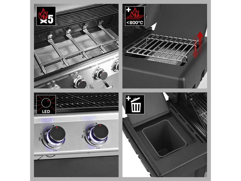 Landmann 05855 Gázgrillkocsi 5.1 MaxX Zóna, Szemetessel