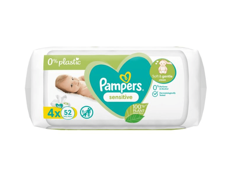 Pampers Sensitive Nedves Törlőkendő, 4 x 52 db
