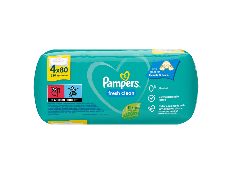 Pampers Fresh Clean Nedves Törlőkendő, 4 x 80 db