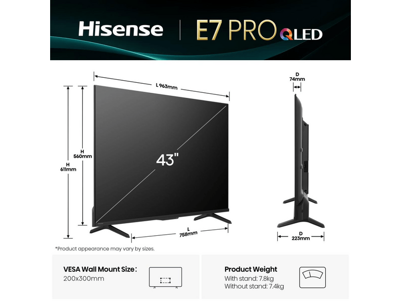 Hisense 43E77Q Pro 4K UHD QLED Smart TV