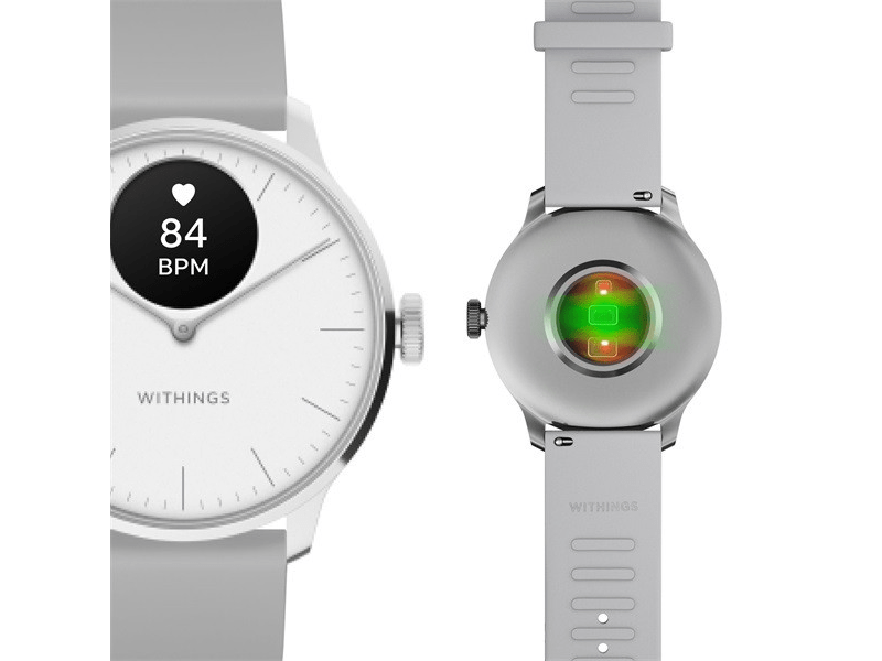 Withings ScanWatch Light Okosóra, 37mm, ezüst tok, szürke szíj