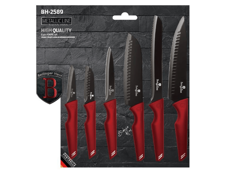 Berlinger BH-2589 6 részes késkészlet, Burgundy
