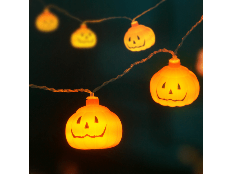 Halloween LED-es fényfüzér tök