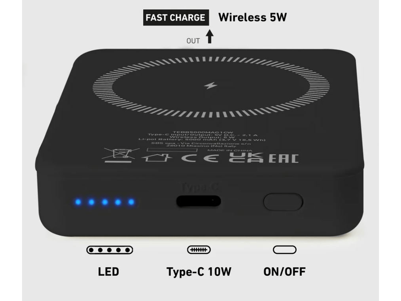 SBS PowerBank 5000mAh 10W fekete
