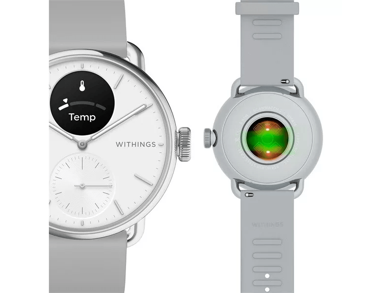 Withings ScanWatch 2 Okosóra, 38 mm, rozsdamentes acél tok, fehér