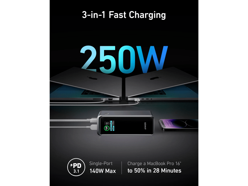 Anker Prime 27650mAh 250W Powerbank kijelzővel (A1340011)
