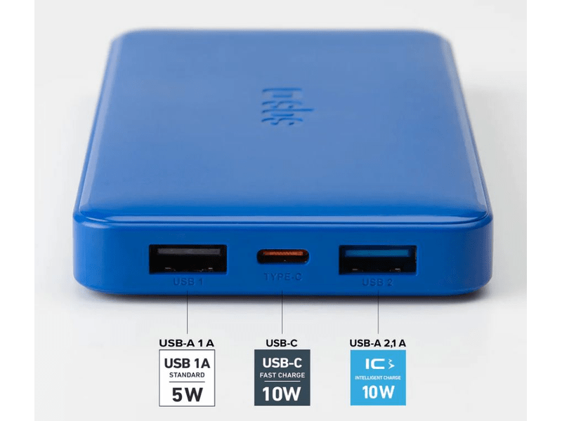 SBS 10000mAh 2xUSB-A + USB-C PowerBank, plava (TTBB10000FASTA)