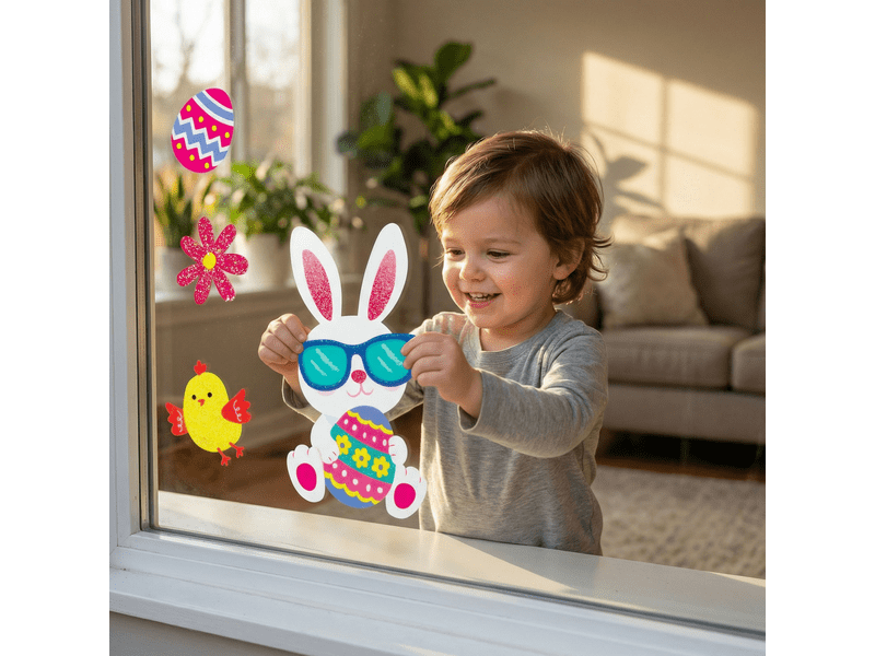 Family 57958B Húsvéti ablakmatrica, csillámos nyuszi