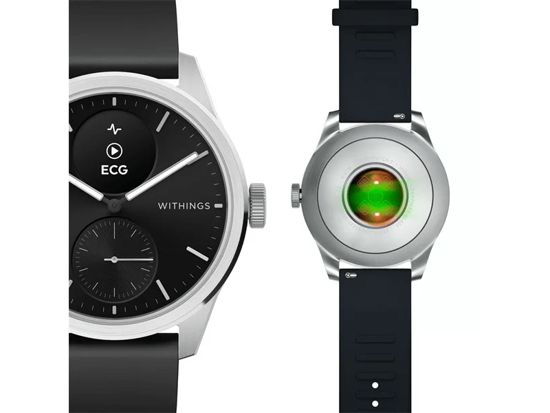 Withings ScanWatch 2 Okosóra, 42 mm, rozsdamentes acél tok, fekete