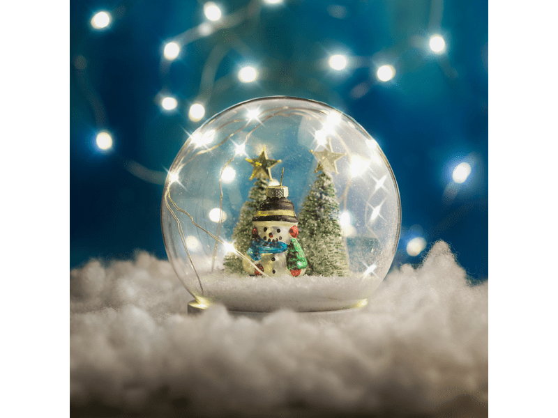 Karácsonyi LED hógömb hóember fenyőfa