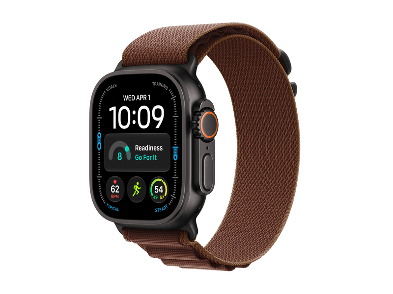 Apple Watch Ultra 4, Fekete titán tok, Burgundy alpesi pánt, L (MJC24QH/A)