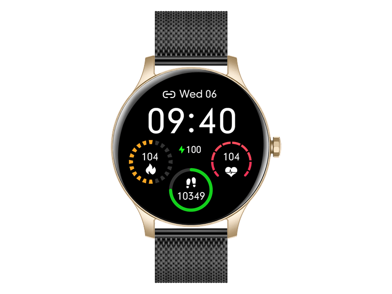 Garett Classy Okosóra, fekete-arany, acél szíj