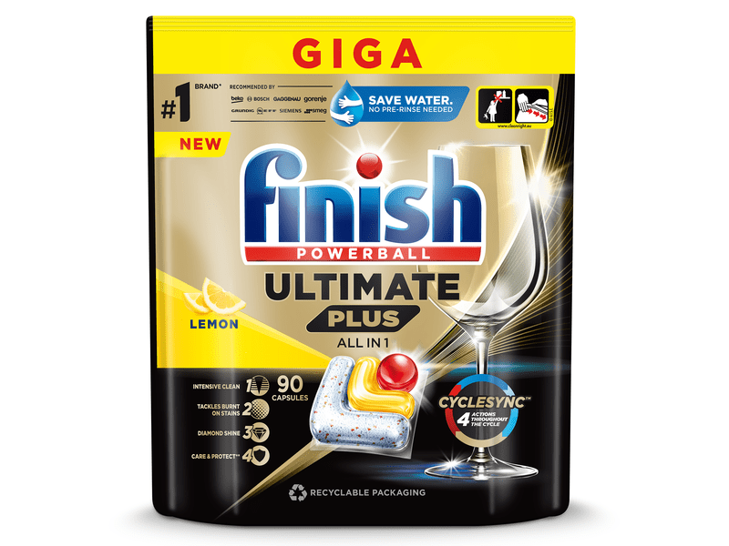 Finish Ultimate Plus All in 1 mosogatógép-kapszula, Lemon, 90 db