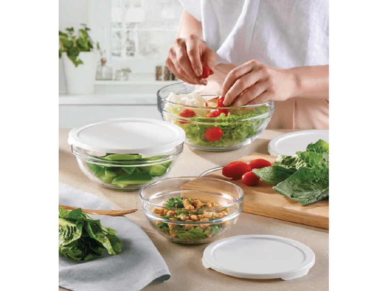 Pasabahce Chef's Üveg ételtároló szett műanyag tetővel (97314)