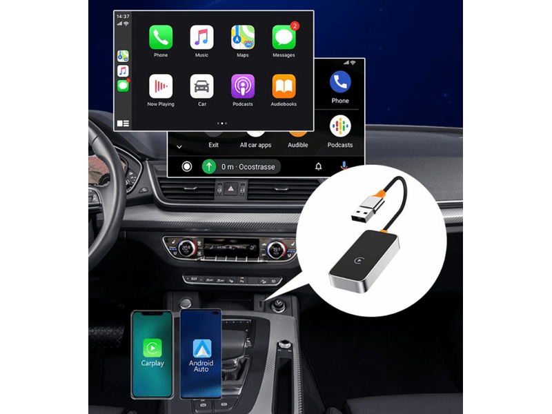 Cellect Vezeték nélküli Carplay adapter, fekete