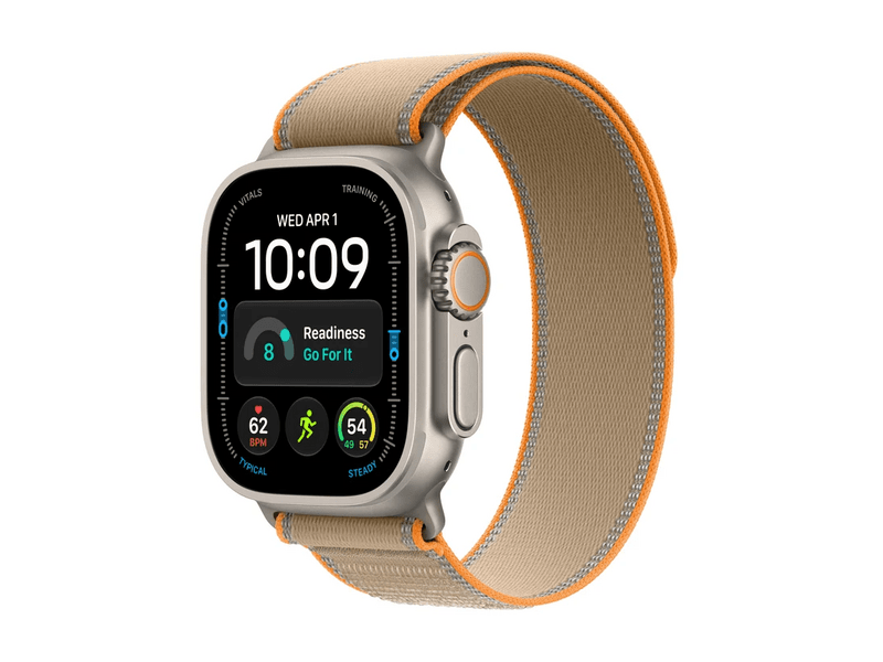 Apple Watch Ultra 4, Natúr titán tok, Homokszín terep pánt, S/M (MJAJ4QH/A)