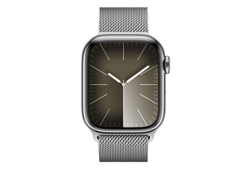 Apple Watch Series 9 GPS + Cellular, 41mm, ezüst rozsdamentes acéltok, ezüst milánói szíj (MRJ43QH/A)