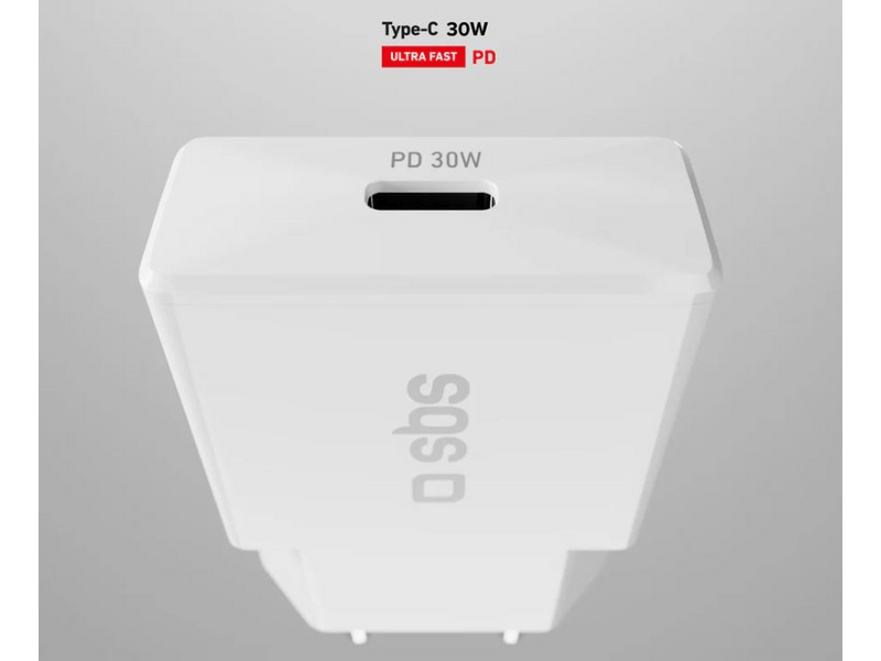 SBS ExtraSlim GaN PD 30W USB-C punjač, bijeli (TETRGAN1C30SLIM)