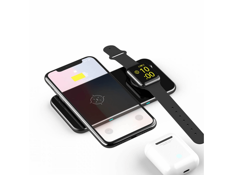 Swissten 2in1 ultravékony vezeték nélküli töltő, fekete (22055520)