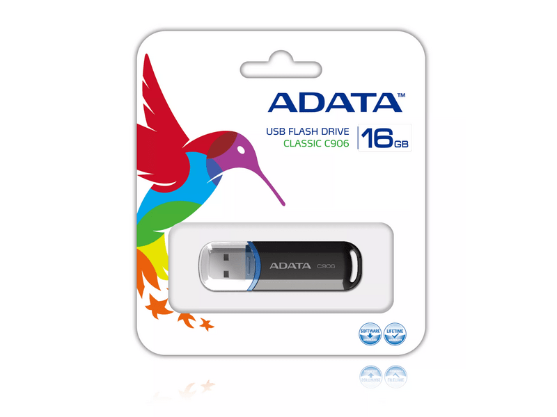 Adata C906 Compact 16GB USB Flash Drive, fekete (AC906-16G-BK)