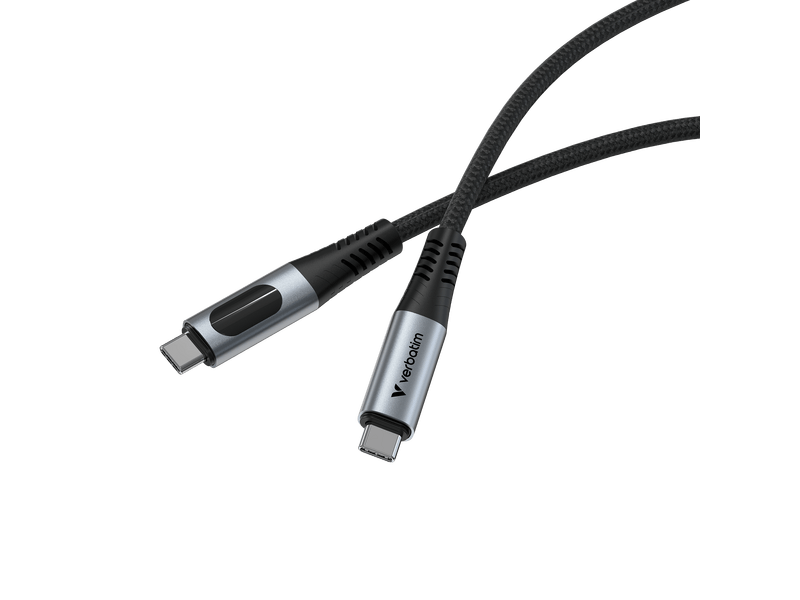 Verbatim Sync & Charge 100W USB-C Kábel kijelzővel, 120 cm (31848)