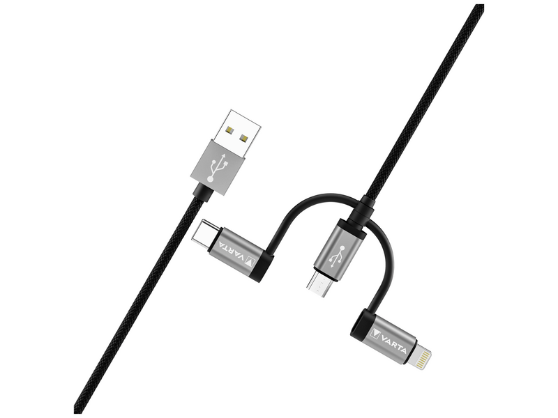Varta 3in1 USB-A - Lightning/MicroUSB/USB-C kábel, 2 m