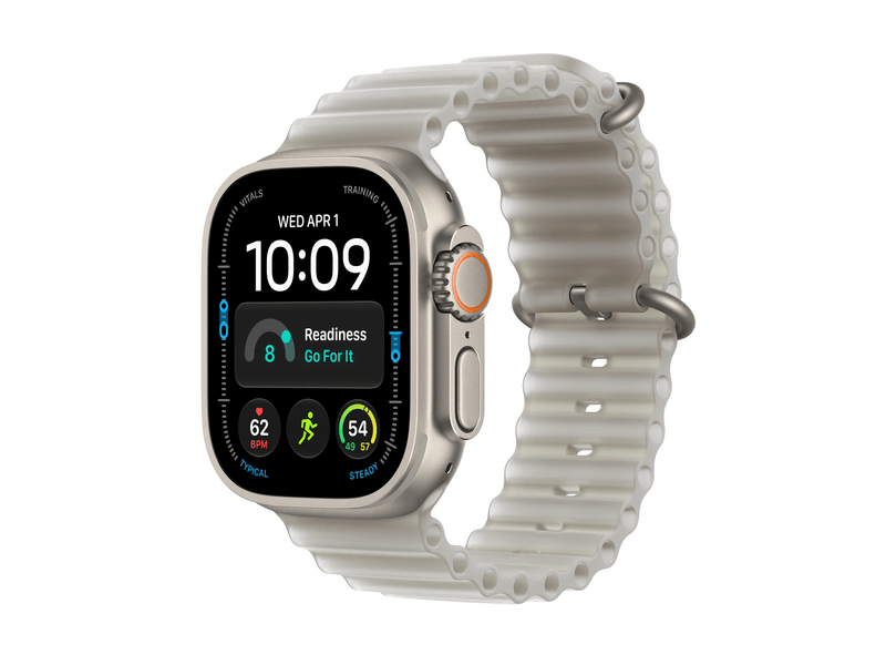 Apple Watch Ultra 4, Natúr titán tok, Áttetsző szürke óceán szíj (MJAD4QH/A)
