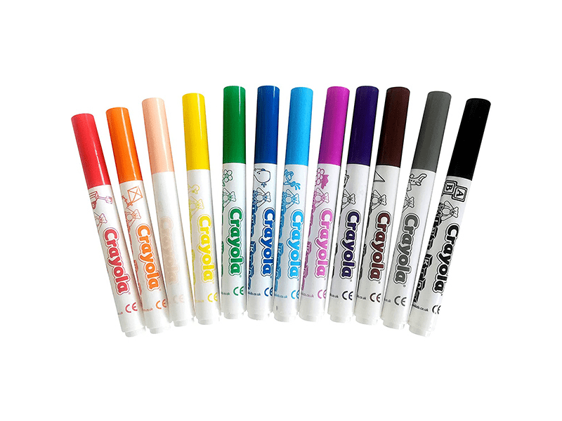 Crayola Mini Kids Kimosható tompa hegyű filctoll, 12 db