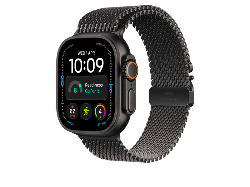 Apple Watch Ultra 49 mm-es fekete titán milánói szíj – L (MK0Q4ZM/A)