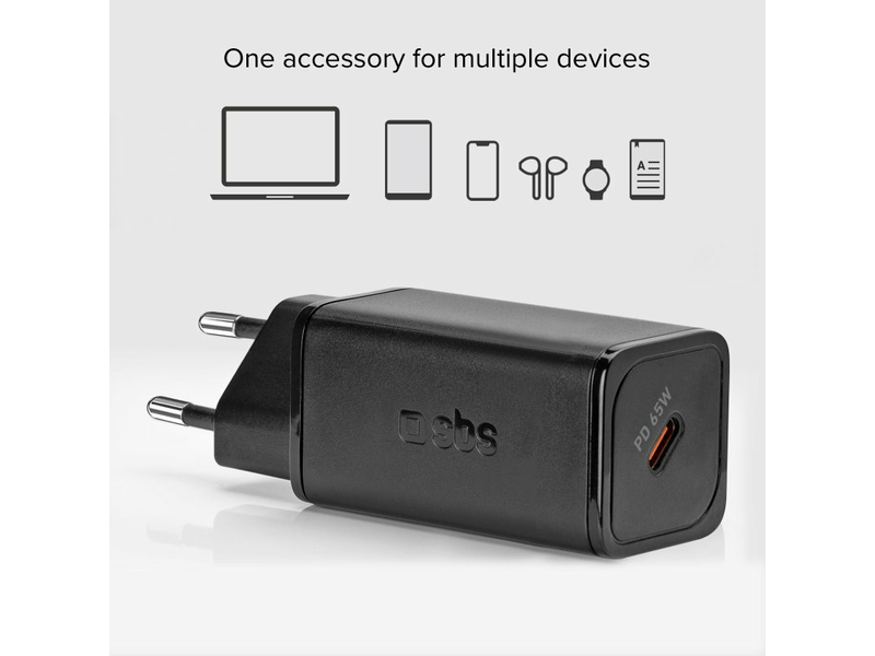 SBS 65W GaN PD USB-C Hálózati töltő, fekete (TETRGAN1C65W)