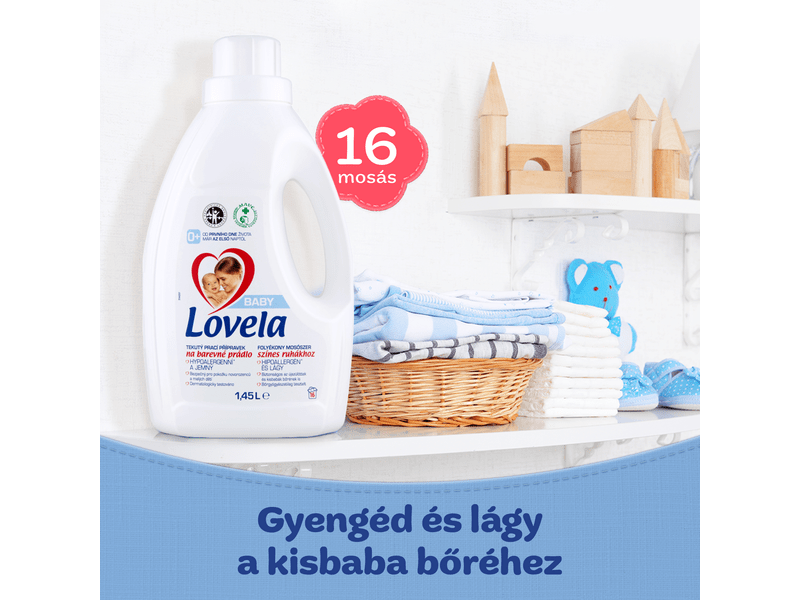 Lovela Baby Hipoallergén folyékony mosószer színes ruhákhoz, 1,45 liter