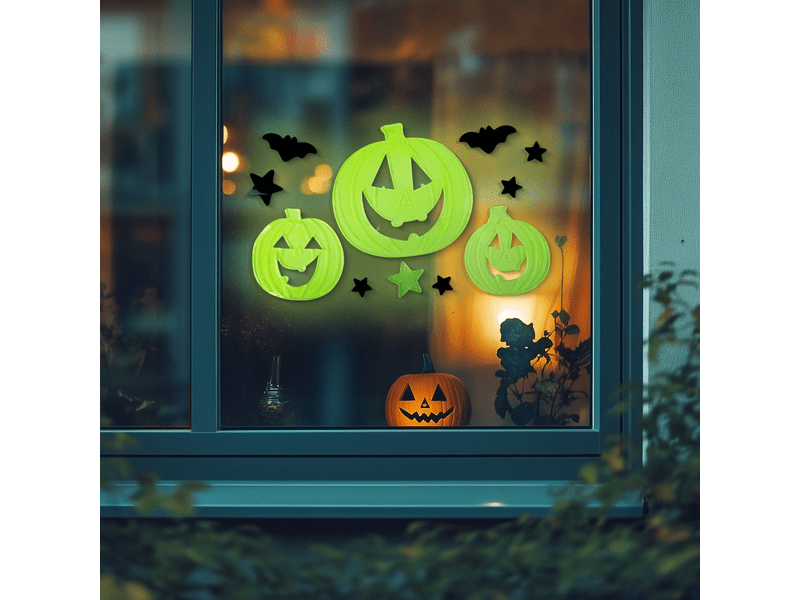 Family 56543A Halloween-i foszforeszkáló ablakdekor - tök