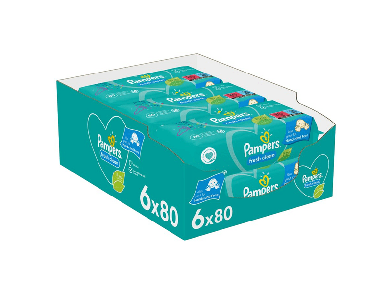 Pampers Fresh Clean törlőkendő, 6x 80 db