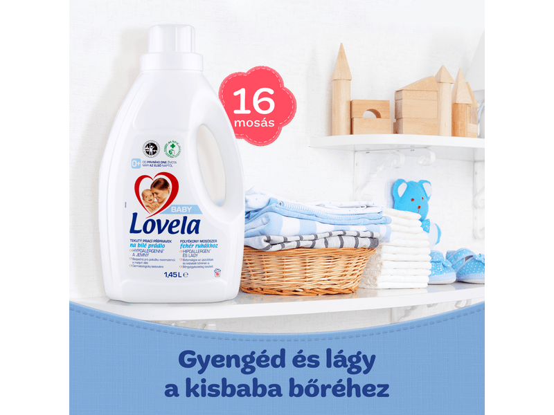 Lovela Baby Hipoallergén folyékony mosószer fehér ruhákhoz, 1,45 liter