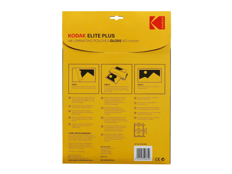 Kodak Fényes lamináló fólia, A4, 160 micron, 25 db (LMA4-PK25A)