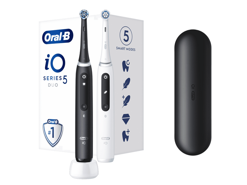 Oral-B iO 5 Elektromos Fogkefe, fekete + fehér