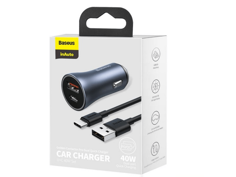 Baseus TZCCJD-0G Golden Contactor Pro autós töltő, 40W
