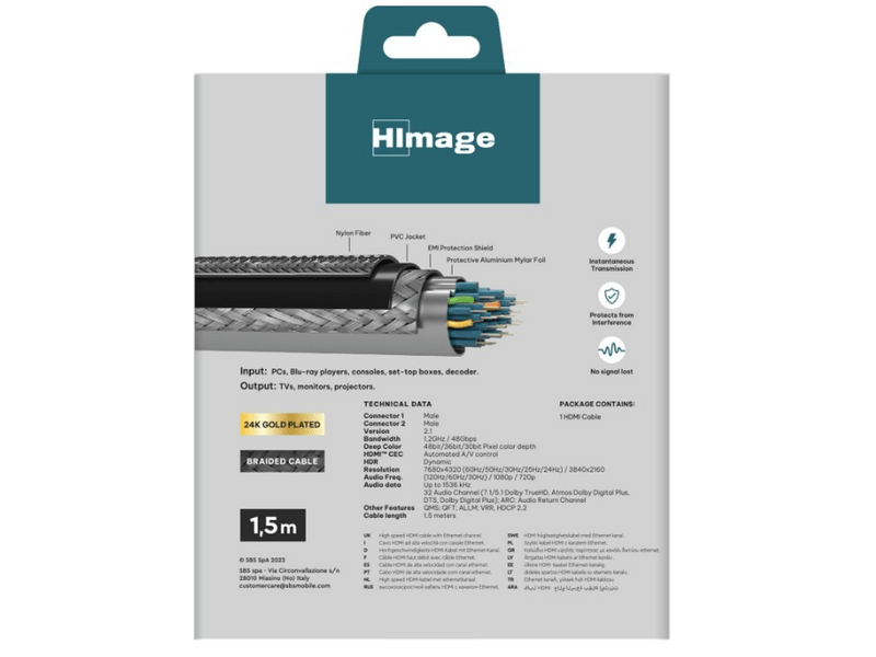 HImage HDMI 2.1 kabel, 1,5 m (HIP21HDMI8K15MMBG)