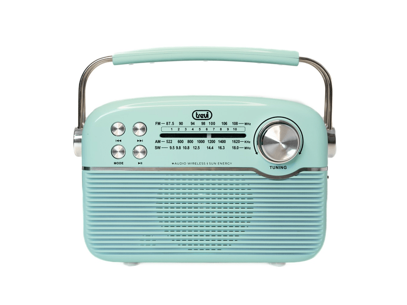 Trevi RA 7F50 BT Hordozható vintage napelemes rádió, tiffany zöld