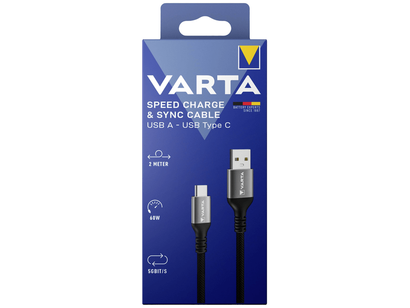 Varta USB-A – USB-C Brzi punjač i kabel za sinkronizaciju, 2 m