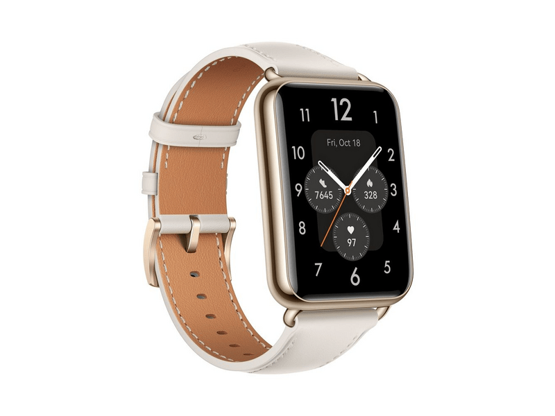 Huawei Watch Fit 2 Classic Bőr szíjjal, holdfehér