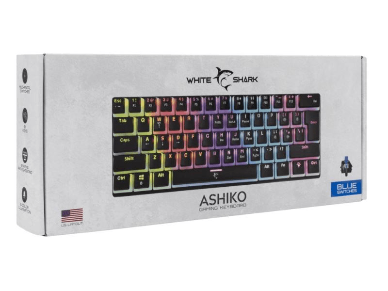 White Shark ASHIKO Blue Switch Gamer billentyűzet (WS GK-2202B/BL-US)