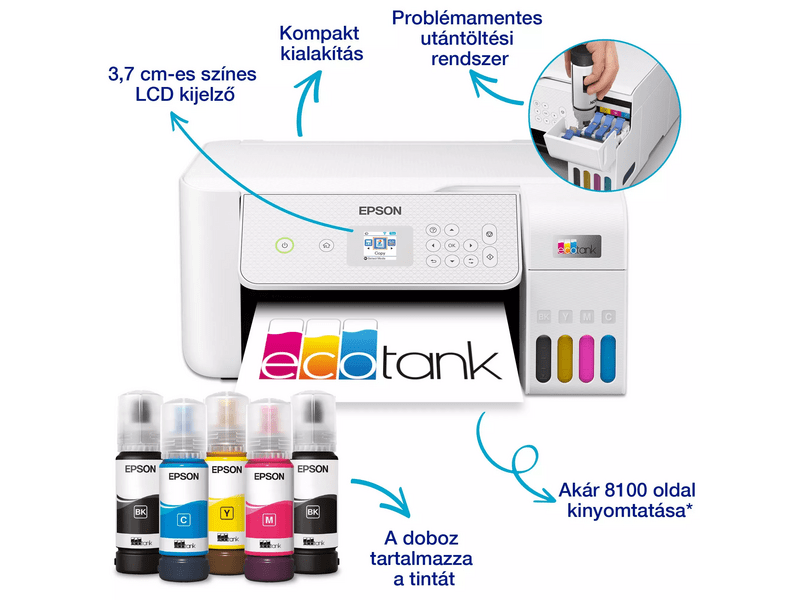 Epson L3286 színes MFP, WiFi, 8100/6500 oldal tintával