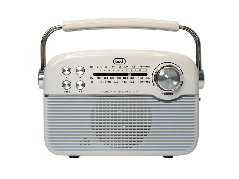 Trevi RA 7F50 BT Hordozható vintage napelemes rádió, krémfehér