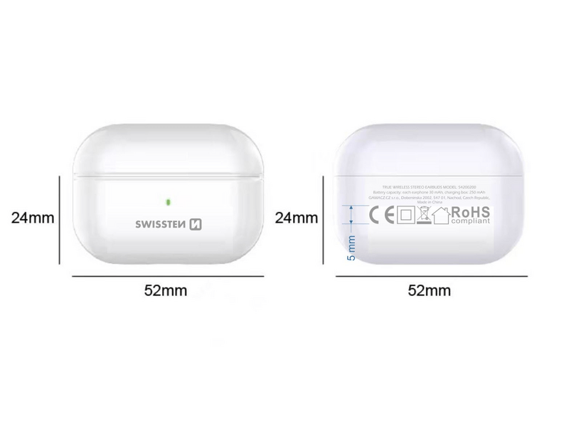 Swissten Minipods Bluetooth TWS fülhallgató, fehér (54200200)