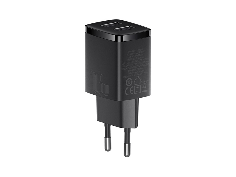 Baseus Compact 2xUSB-A hálózati töltő, 10.5W (CCXJ010201)