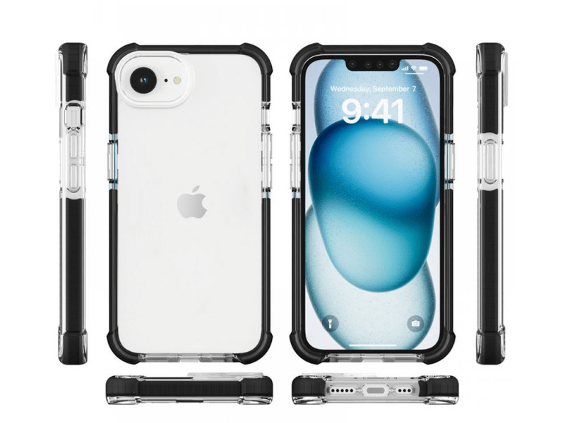 Cellect iPhone 16e Ütésálló szilikon hátlap, fekete (CEL-SCK-IPH16E-BK)