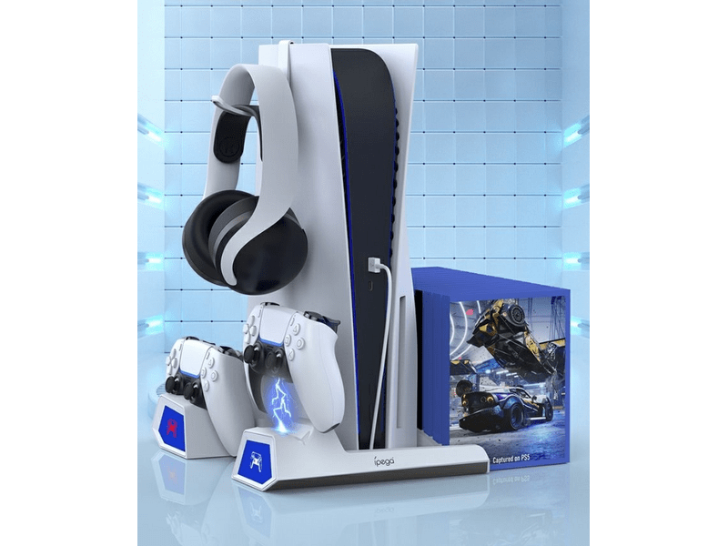 iPega PG-5023A PlayStation 5 asztali tartó/hűtő, fehér